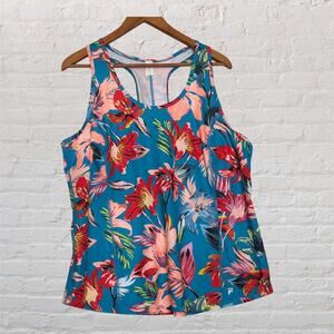 Fila Women’s‎ XL Floral Racerback Athletic Tank Top Blue Pink Stretch Active